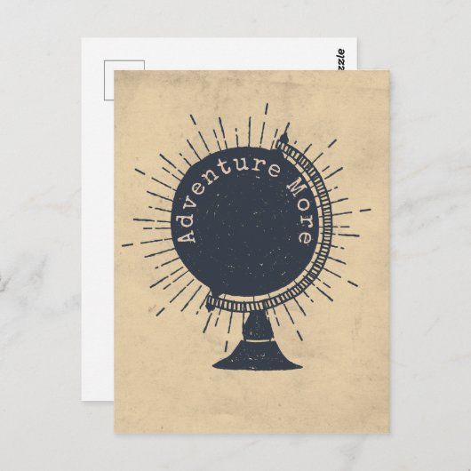 Carte Postale Adventure More Hipster Globe (Devant / Derrière)