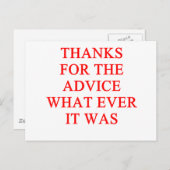 Carte Postale ADVICE joke (Devant / Derrière)