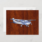 Carte Postale Aéronef Classique Chrome Cessna Flying Mahogany (Devant / Derrière)