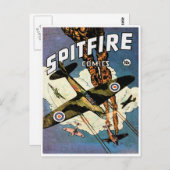 Carte Postale Aéronefs d'avions de chasse Spitfire - Deuxième Gu (Devant / Derrière)