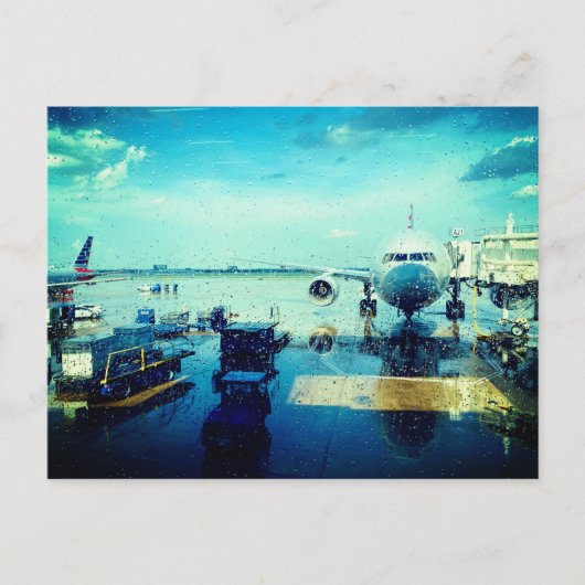 Carte Postale Aéroport dans la pluie (Devant)