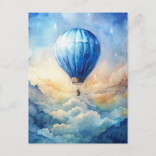Carte Postale Aérostat à Air Chaud Aquarelle Ciel Paisible