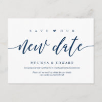 Aesthetic Navy Blue, Save our new date, postponed