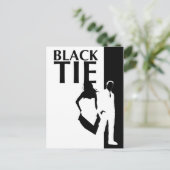 Carte Postale affaire de cravate noire : silhouette homme et fem (Debout devant)