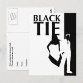 Carte Postale affaire de cravate noire : silhouette homme et fem (Devant / Derrière)