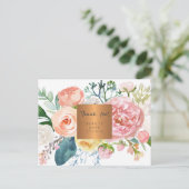 Carte Postale Affaires aquarelle florale cuivre or merci (Debout devant)