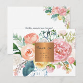 Carte Postale Affaires aquarelle florale cuivre or merci (Devant / Derrière)