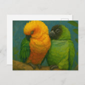 Carte Postale Affection tropicale - Perroquets dans la lumière f (Devant / Derrière)