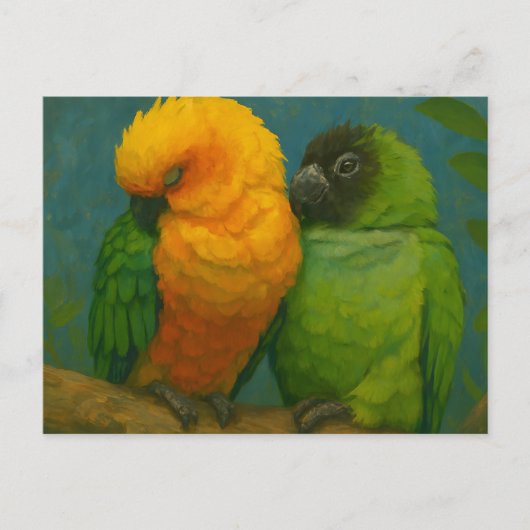 Carte Postale Affection tropicale - Perroquets dans la lumière f (Devant)