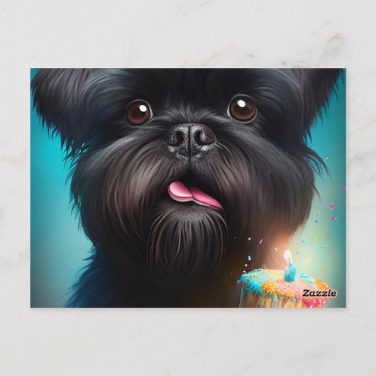 Carte Postale Affenpinscher célébrant un gâteau d'anniversaire a (Dos)