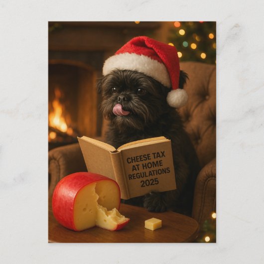 Carte Postale Affenpinscher 'Cheese Tax' Christmas postcard (Devant)