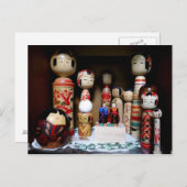 Carte Postale Affichage des poupées japonaises Kokeshi (Devant / Derrière)