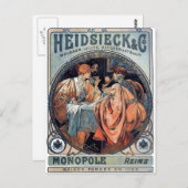 Carte Postale affiche art déco mucha Heidsieck & G (Devant / Derrière)
