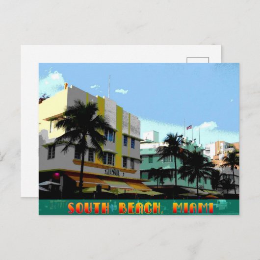 Carte Postale Affiche Art déco Ocean Drive (Devant / Derrière)