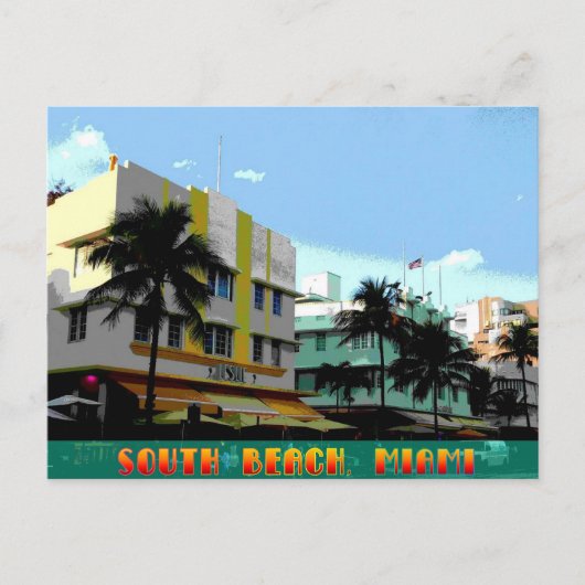 Carte Postale Affiche Art déco Ocean Drive (Devant)
