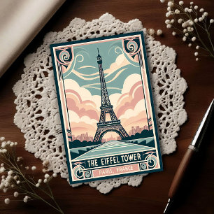 Carte Postale Affiche Art Déco Vintage 1910 Tour Eiffel Paris