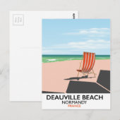 Carte Postale Affiche balnéaire de Deauville Beach france. (Devant / Derrière)