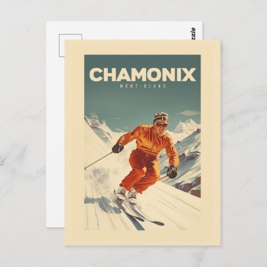 Carte Postale Affiche Chamonix - France - Mont-blanc illustratio (Devant / Derrière)