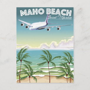 Carte Postale Affiche d'avion de la plage de Maho Saint-Martin