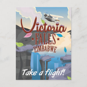 Carte Postale Affiche de bande dessinée des chutes Victoria Zimb