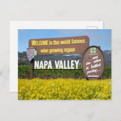 Carte Postale Affiche de bienvenue de la vallée de Napa avec le (Devant / Derrière)