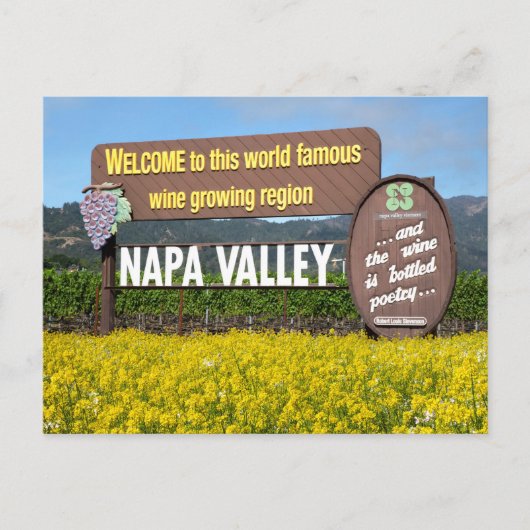 Carte Postale Affiche de bienvenue de la vallée de Napa avec le (Devant)