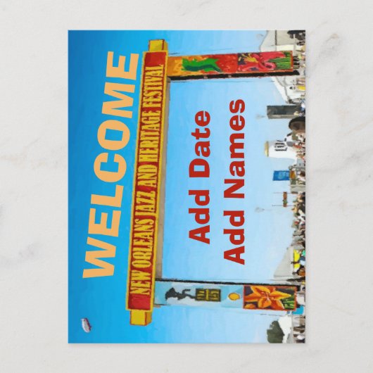 Carte Postale Affiche de bienvenue, Musique de jazz, Signe d'aff (Devant)