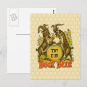 Carte Postale Affiche de bière Bock vintage : Antique Goat Saloo (Devant / Derrière)