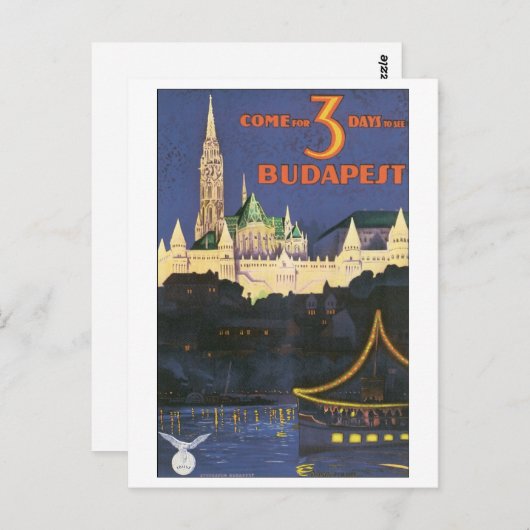 Carte Postale Affiche de Budapest (Devant / Derrière)