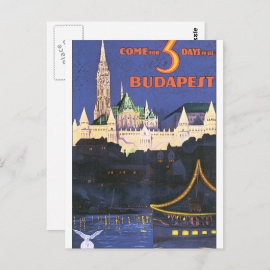 Carte Postale Affiche de Budapest (Devant / Derrière)