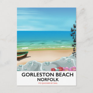 Carte Postale Affiche de chemin de fer de la plage de Gorleston 