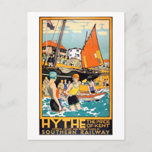 Carte Postale Affiche de chemin de fer vintage de Hythe (Devant)