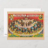 Carte Postale Affiche de cirque de 63 chevaux de spectacle dans  (Devant / Derrière)
