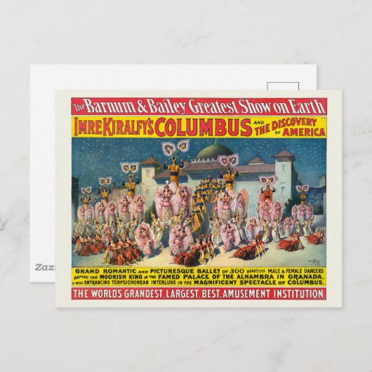 Carte Postale Affiche de cirque de danseurs devant le roi maure (Devant / Derrière)