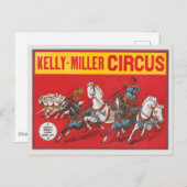 Carte Postale Affiche de cirque de deux hommes en chars de cours (Devant / Derrière)