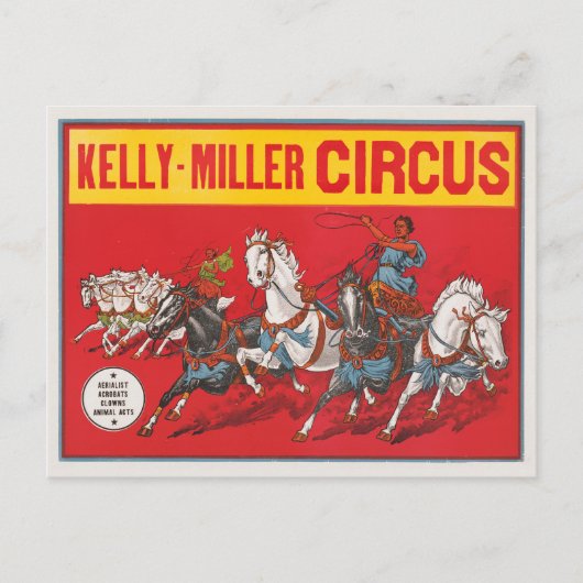 Carte Postale Affiche de cirque de deux hommes en chars de cours (Devant)