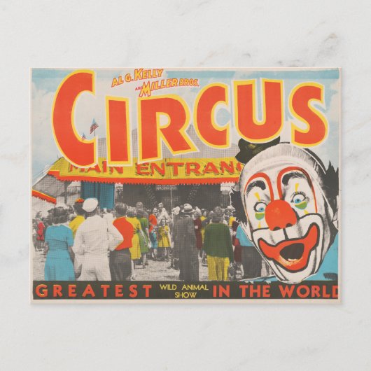 Carte Postale Affiche de cirque de personnes entrant sous le gra (Devant)