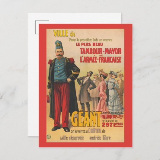 Carte Postale Affiche de cirque d'une foule admirant un soldat f (Devant / Derrière)