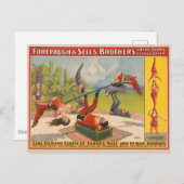Carte Postale Affiche de cirque montrant des actes acrobatiques, (Devant / Derrière)