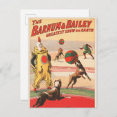 Carte Postale Affiche De Cirque Montrant Des Clowns Avec Des Chi (Devant / Derrière)