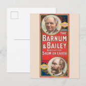 Carte Postale Affiche de cirque montrant des portraits de Barnum (Devant / Derrière)