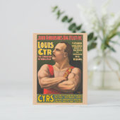 Carte Postale Affiche de cirque montrant Louis Cyr avec les bras (Debout devant)