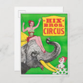 Carte Postale Affiche de cirque montrant une femme chevauchant u (Devant / Derrière)