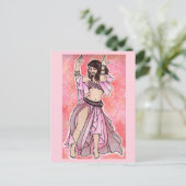 Carte Postale Affiche de danseuse du ventre rose Habibi (Debout devant)