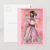 Carte Postale Affiche de danseuse du ventre rose Habibi (Devant / Derrière)