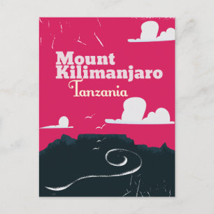 Carte Postale Affiche de dessin animé vintage du mont Kilimandja