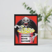 Carte Postale Affiche de Halloween Squelette mangeant du pop-cor (Debout devant)