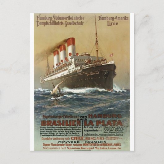 Carte Postale Affiche de Hambourg 1899 - Cruise Ship Liner (Devant)