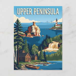 Carte Postale Affiche de la péninsule supérieure du Michigan, la