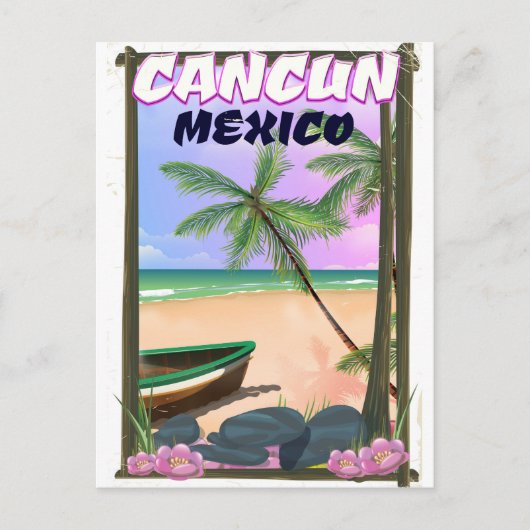 Carte Postale Affiche de la plage de Cancun au Mexique. (Devant)